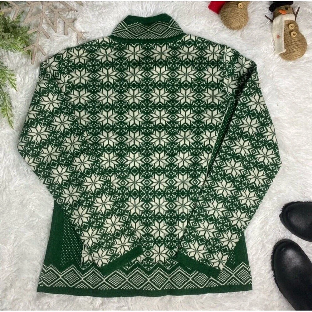 Appleseeds Sz M green ivory fair isle Nordic button up soft ca… - Picture 7 of 13